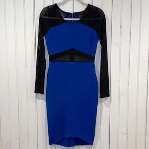 Material Girl Atlanta Women Sz M blue sheer bodycon dress.